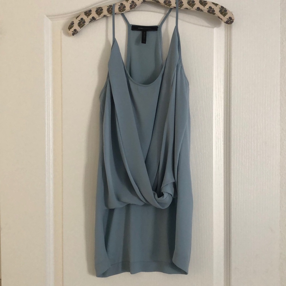 BCBG MAXAZRIA racer back blue blouse XS